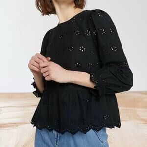 Madewell Black Eyelet Blouse
